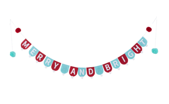 Merry And Bright Pom Pom Banner