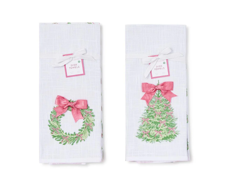 Satin Bow Accent Dish Towels