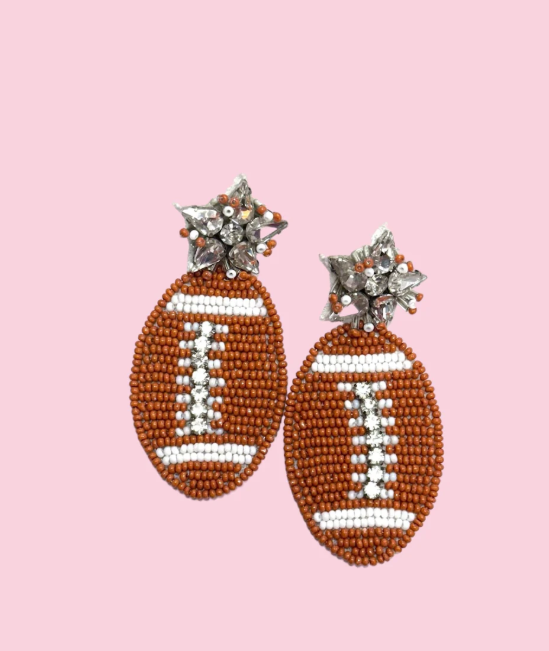 Burnt Orange Football Earring
