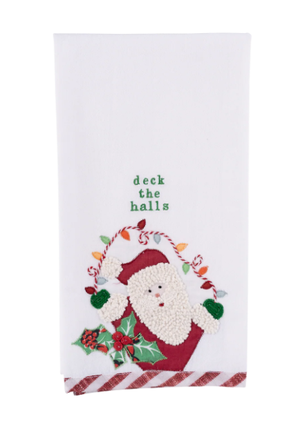Santa Deck the Halls Tea Towel