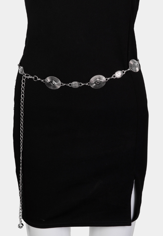 OVAL DISC CHAIN BELT - SILVER