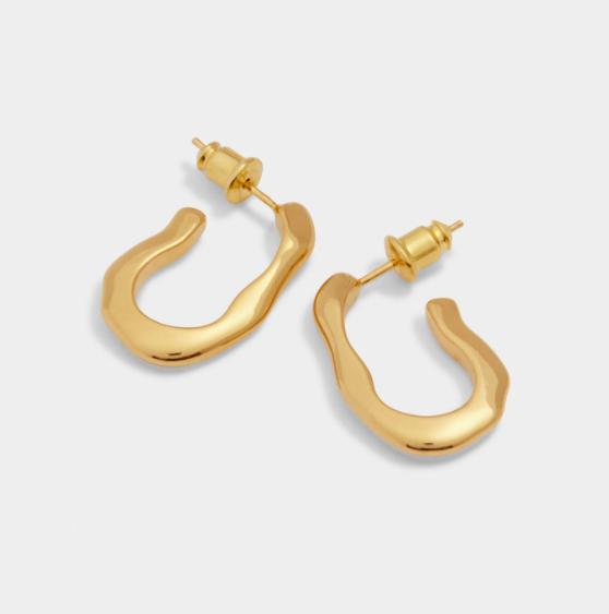 HERA HOOP EARRINGS | Gold Coated | 1'' x 3/16'' x 11/16''
