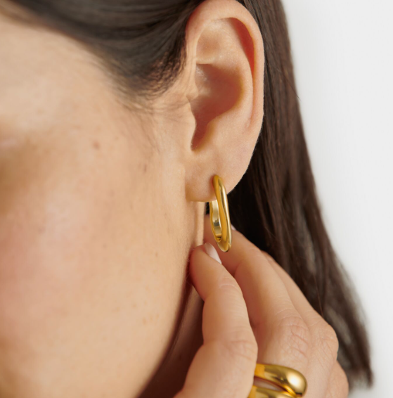 HERA HOOP EARRINGS | Gold Coated | 1'' x 3/16'' x 11/16''