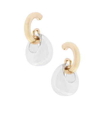 Punky Drop Hoop Earrings in Shiny Two Tone