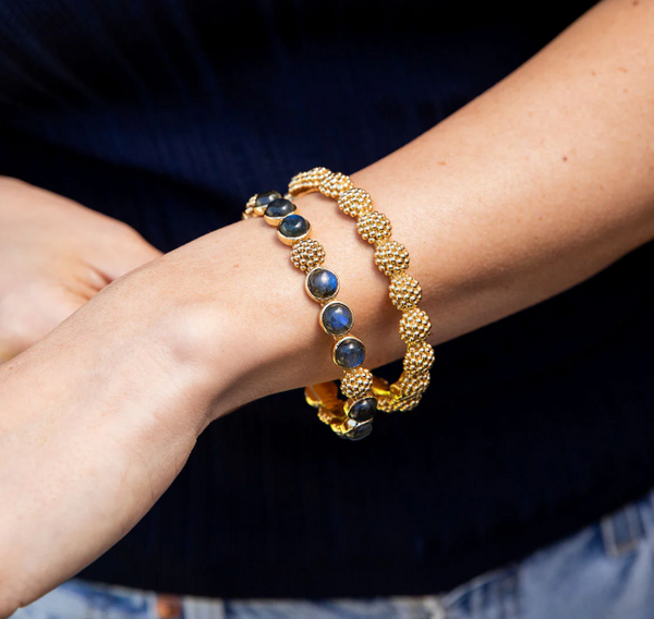 Berry Gem Petite Hinged Bangle - Blue Labradorite