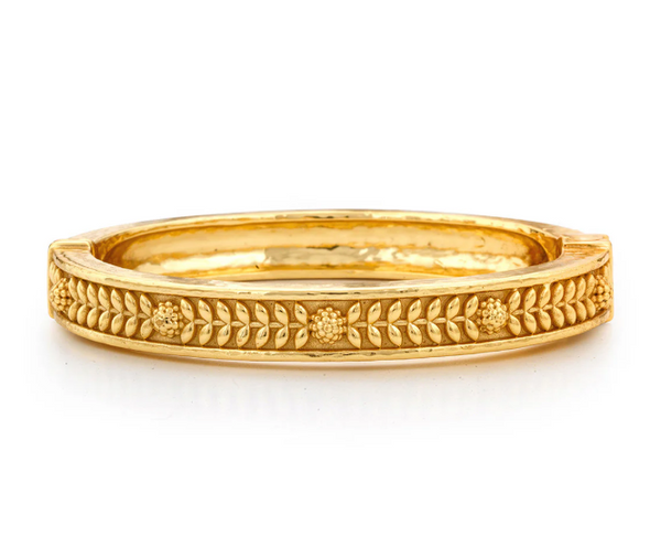 Berry Vine Hinged Bangle - Gold