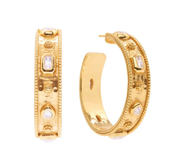 Berry Hoop Earrings- Clear Cubic Zirconia