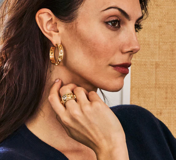 Berry Hoop Earrings- Clear Cubic Zirconia