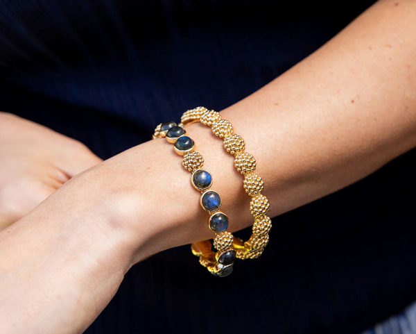 Berry Eternity Hinged Bangle - Gold