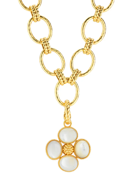 Berry Clover Double Sided Pendant - Mother of Pearl