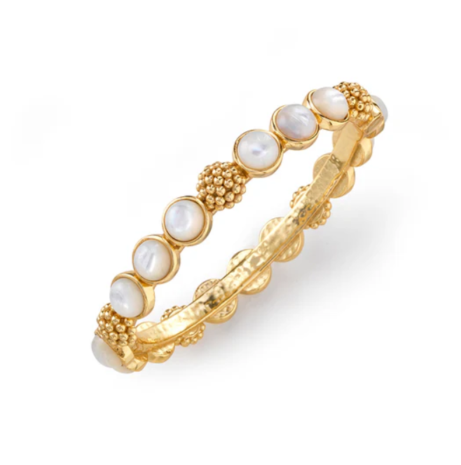 Berry Gem Hinged Bangle - Mother of Pearl