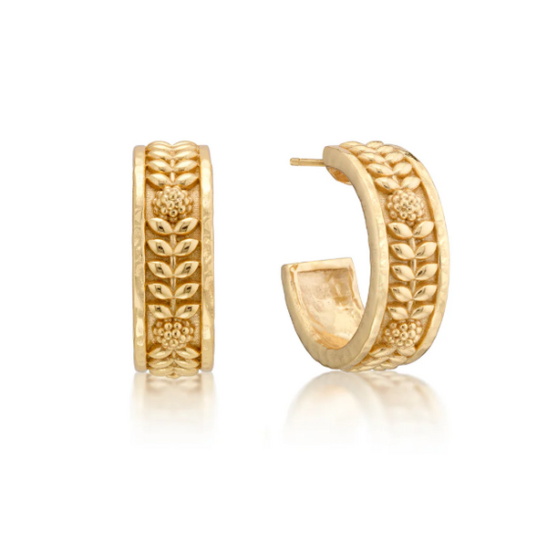 Berry Vine Small Hoop Earrings - Gold