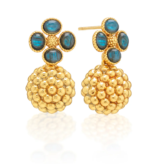 Berry Clover Drop Earrings - Blue Labradorite