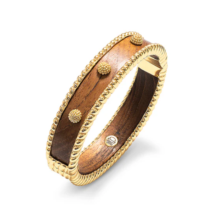 Berry Small Hinged Bangle - Teak