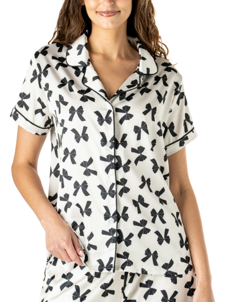 Bow So Lovely Satin Pajama Set