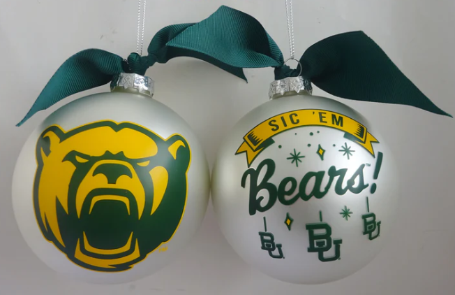 Baylor Mascot Glass Ball Ornament