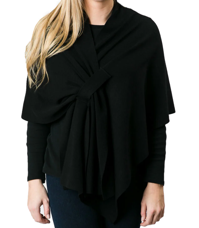 Katie Knit Keyhole Wrap: Black