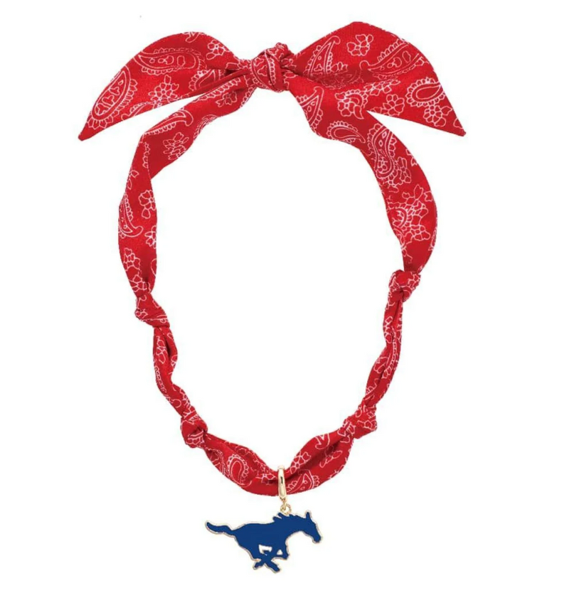 SMU Mustangs Logo Bandana Scarf Necklace
