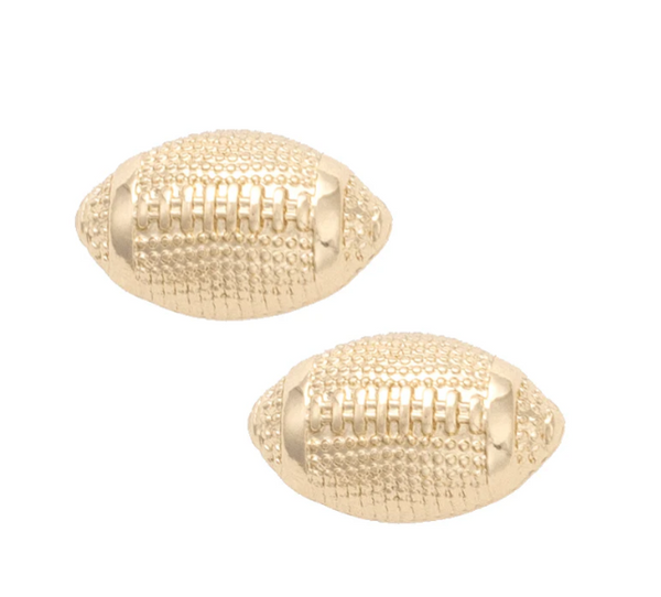Football Stud Earrings in Shiny Gold