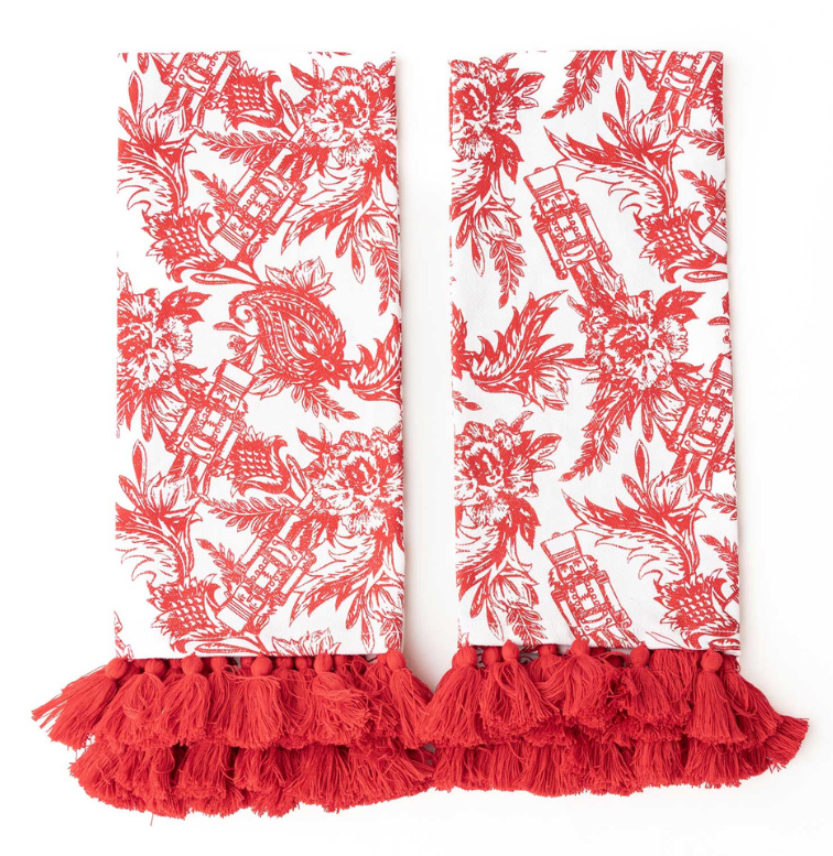 Tassel Kitchen Towel Sets - Nutcracker Toile