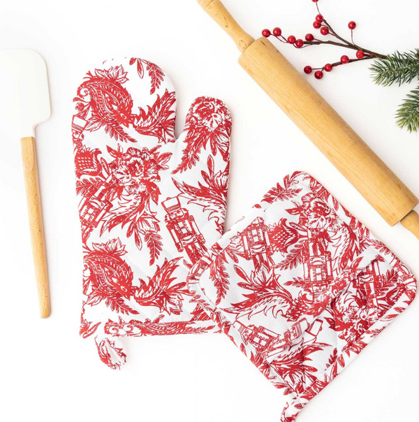 Oven Mitt Sets - Nutcracker Toile