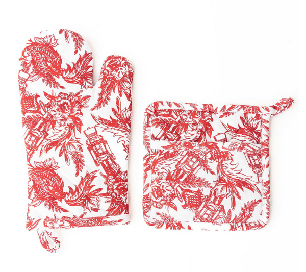 Oven Mitt Sets - Nutcracker Toile