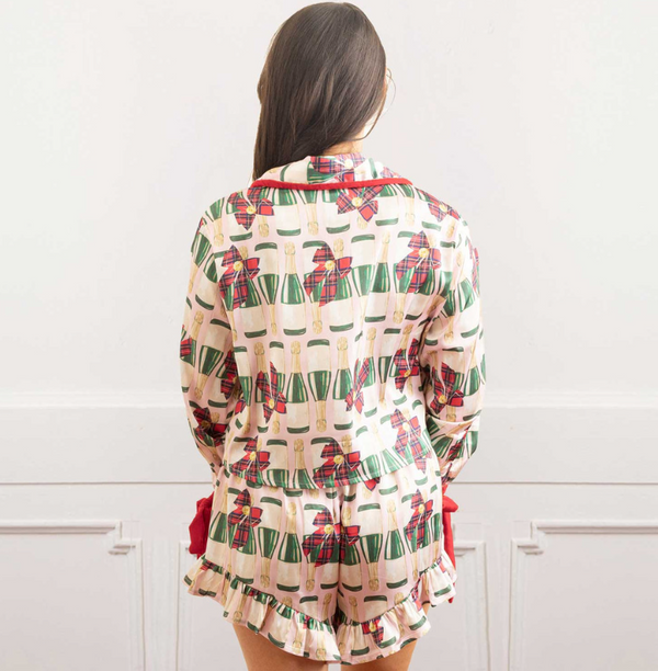 Satin Ruffle Short Set - Fizz the Season