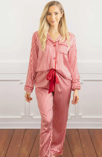 Satin Pant Set - Red Stripe