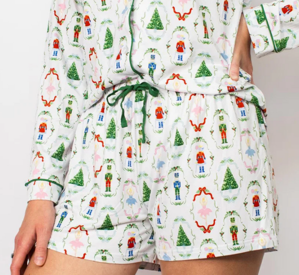 Nutcracker Waltz Sleep Shorts White/Multi