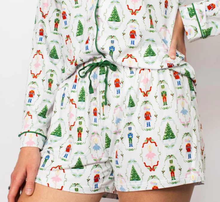 Nutcracker Waltz Sleep Shorts White/Multi