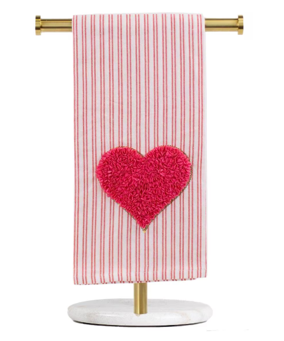 Heart To Heart Hand Towel White/Pink/Red