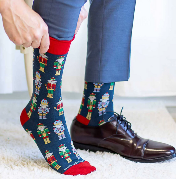 Men's Nutcracker Lane Socks Navy/Red/Green