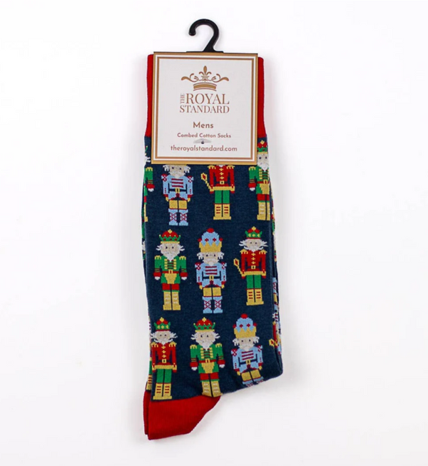 Men's Nutcracker Lane Socks Navy/Red/Green