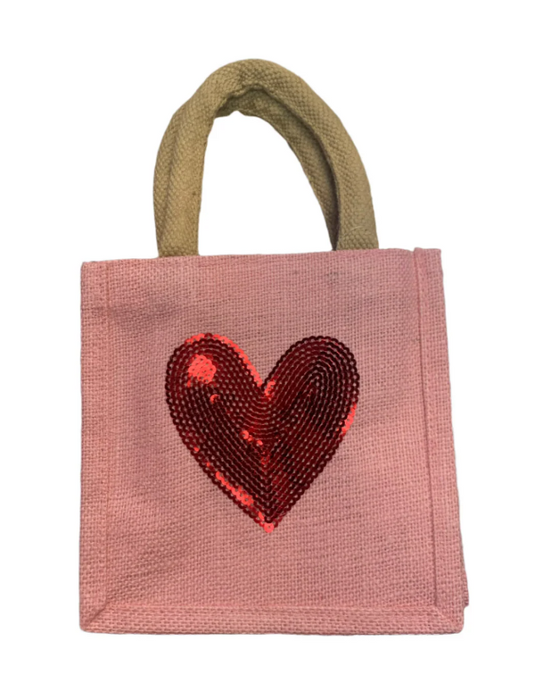 Heart Sequin Petite Gift Tote Pink/Red
