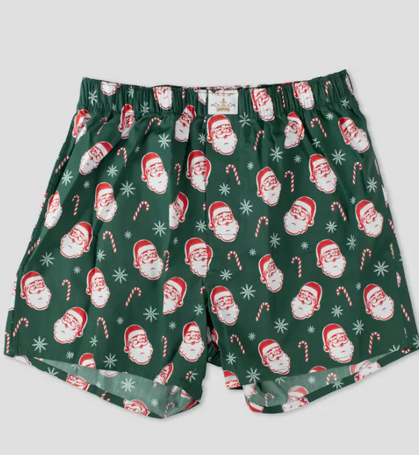 Men's Candy Cane Santa Boxers Dark Green/Red
