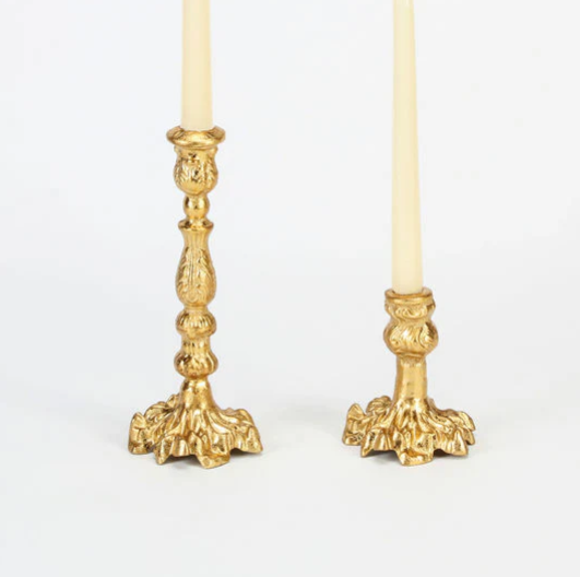 Gold Taper Candle Holder - SET of 2