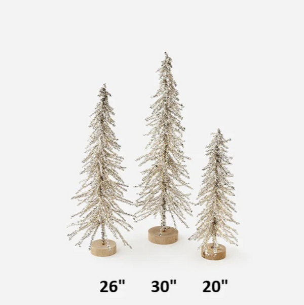 Lit Silver Tinsel Tree