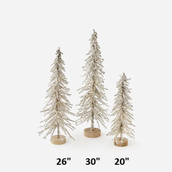 Lit Silver Tinsel Tree