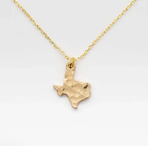 24K Gold Hammered Texas Pendant Necklace