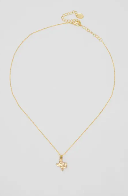 24K Gold Hammered Texas Pendant Necklace