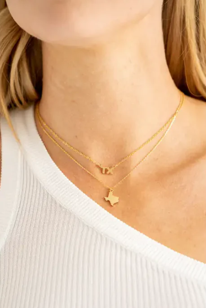 24K Gold Hammered Texas Pendant Necklace