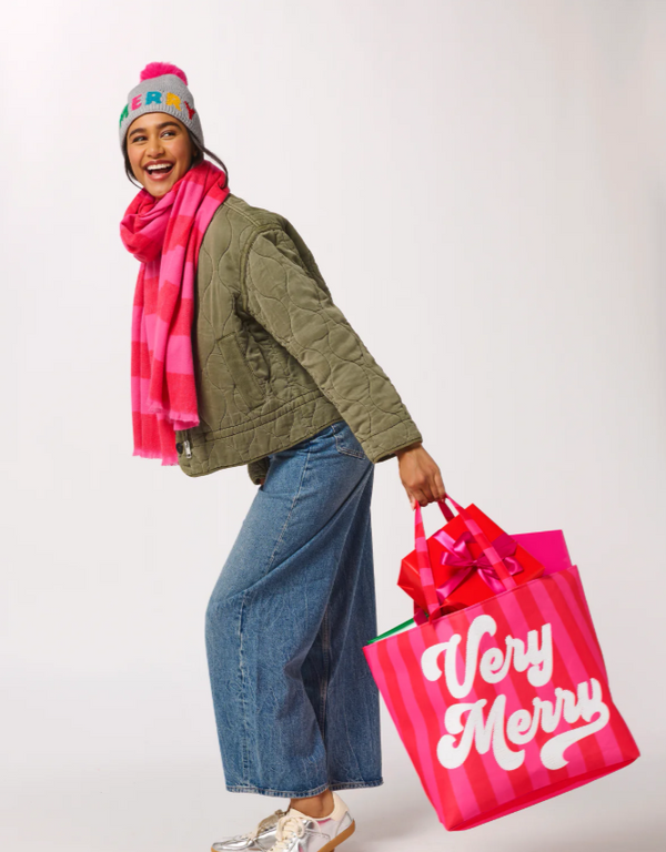 VERY MERRY GIFTING TOTE,RED