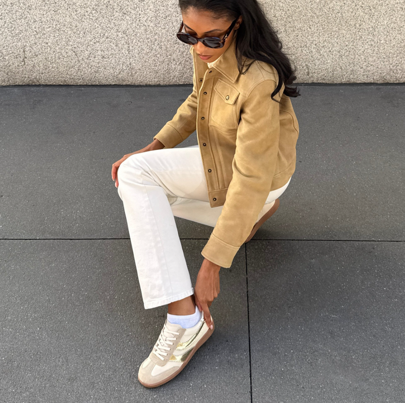 Merit - White / Gold Leather