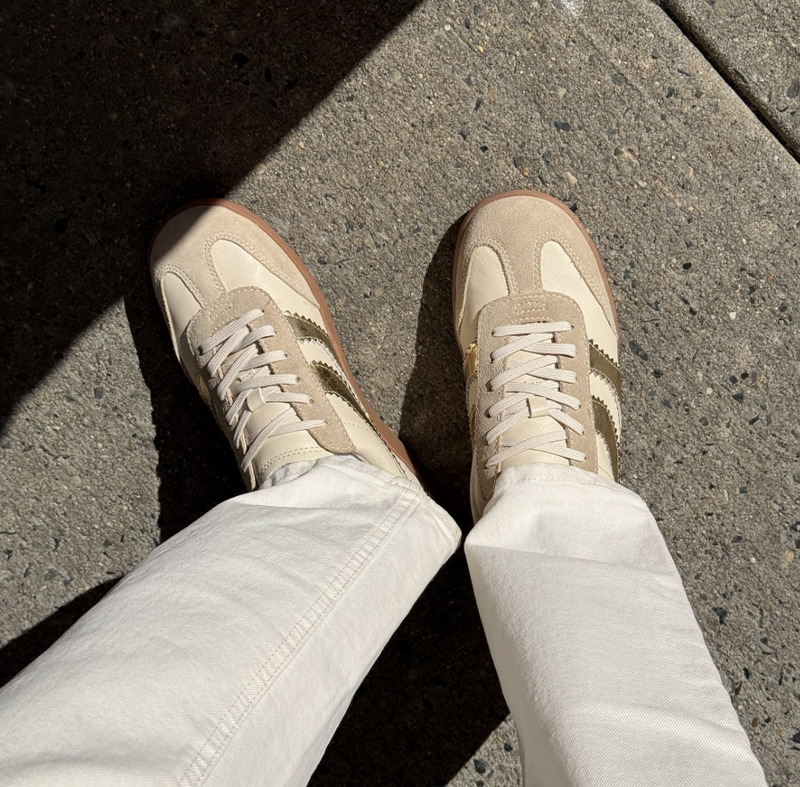 Merit - White / Gold Leather