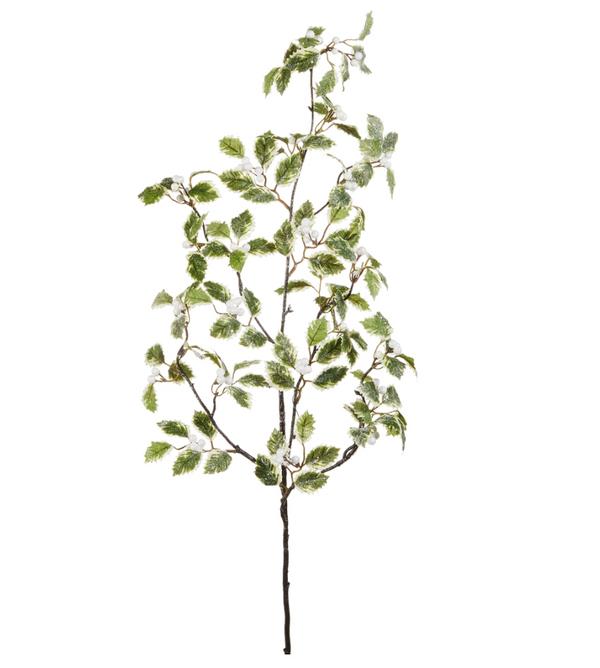 45" Iced Mixed Holly Branch