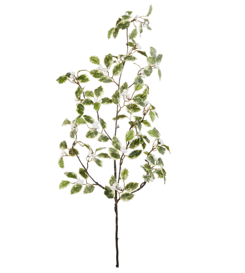 45" Iced Mixed Holly Branch