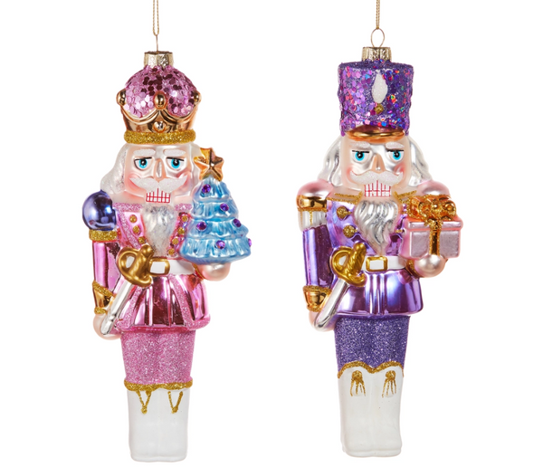 8.25" Pink or Purple Nutcracker Ornament