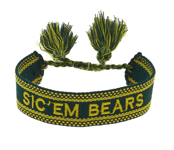 Baylor Bears Woven Tassel Bracelet in Green/Yellow