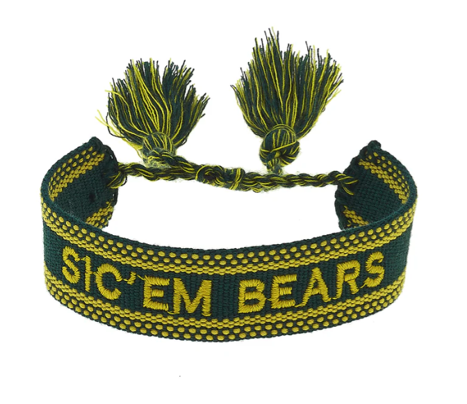 Baylor Bears Woven Tassel Bracelet in Green/Yellow