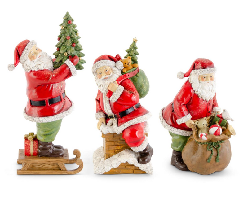 Glittered Resin Traditional Santas